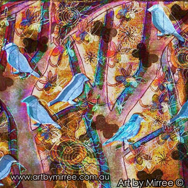 Ancestral Sparrow with Butterfly Framed Canvas Print by Mirree Contemporary Aboriginal Art